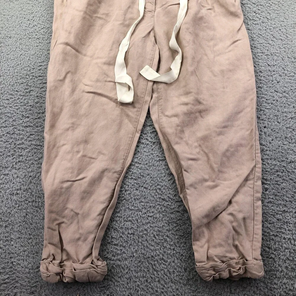 Aritzia Wilfred Pants Womens 4 Pink Linen Jogger Tapered Cuffed Drawstring